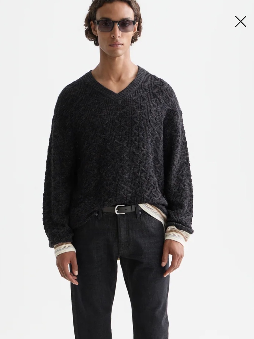 Scotch & Soda Charcoal Textured V-Neck Sweater